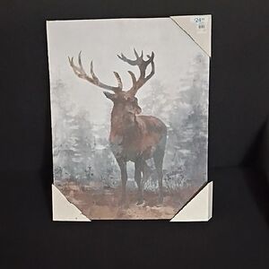 Majestic Stag Canvas Art - Brown & Gray Tones